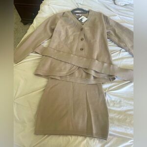 Fall Knit cardigan and skirt set, Small